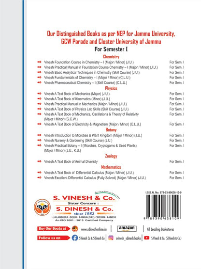 Vinesh A Text Book of Mechanics (Major) BSc Sem I Jammu University