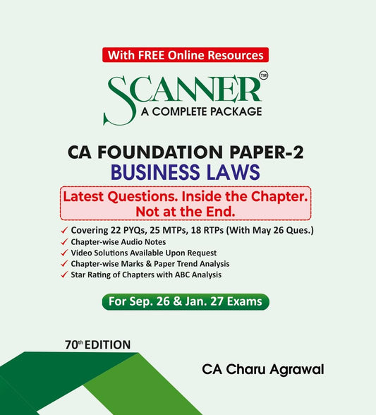 Scanner CA Foundation | Paper-2: Business Laws| For Sept.26 & Jan.27 Exams | Solved Papers with PYQs (Included May 26 Questions) | Shuchita Prakashan: 1 (Scanner Series)