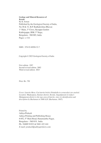 Geology and Mineral Resources of Kerala