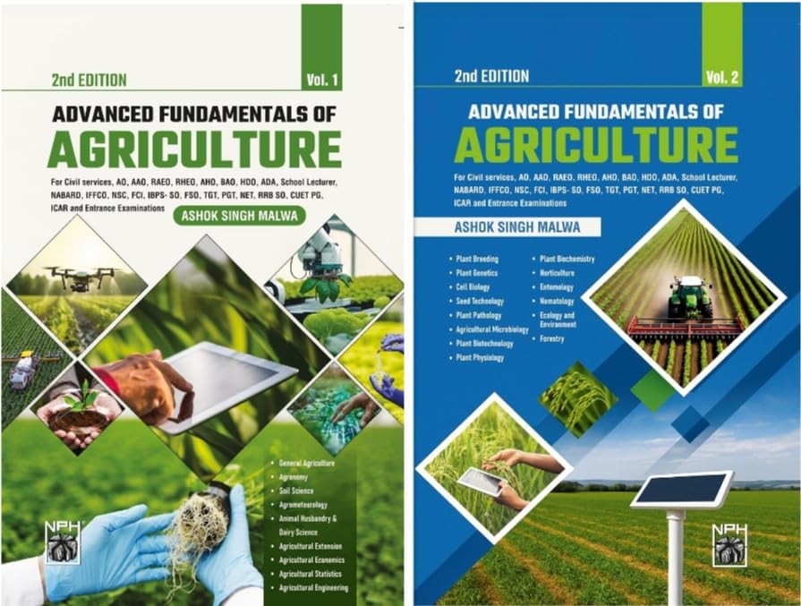 Advanced Fundamentals of Agriculture - Ashok Singh Malwa - Vol 1 and 2 - Combo Set of 2 Books - 2nd Edition - For 2026 Exams