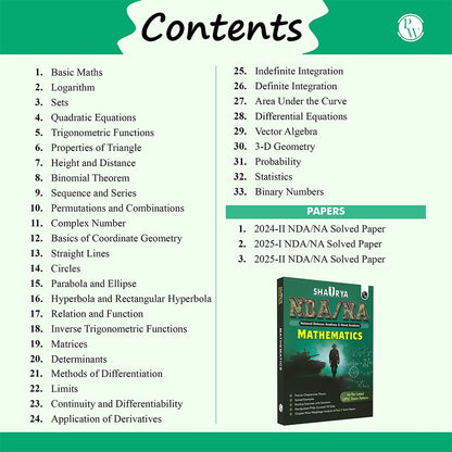 PW Shaurya NDA Book 2026 – NDA/NA Mathematics | Latest 2025 Solved Paper | Chapterwise Theory, Solved Examples, Practice Exercises | For National Defence Academy & Naval Academy