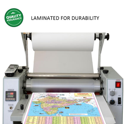 India Map Educational Wall Chart (48 x 73 cm) – Both-Side Laminated with New Union Territories of Jammu & Kashmir and Ladakh | Detailed Political & Physical Features | Durable, Colourful & Up-to-Date Map for School, Home and Office