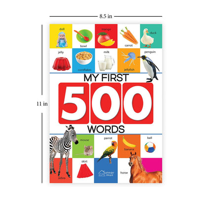 My First 500 Words For Kids | Age 2–6 Years | Early Learning | Picture Book | Alphabet | Numbers | Shapes & Colours | Animals | Toddler & Preschooler | Vocabulary Building | Paperback | Latest Edition