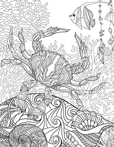 Ocean Adult Colouring Book for Peace & Relaxation | Underwater Scenes, Sea Creatures, and Marine Magic for Mindful Creativity and Stress Relief