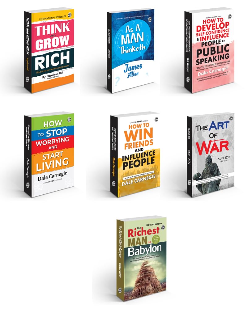 Think & Grow Rich, The Art of War, How to Win Friends & More - English Classic Novel, Confidence building book, Educatioanl book for kids | Combo of 7 Books
