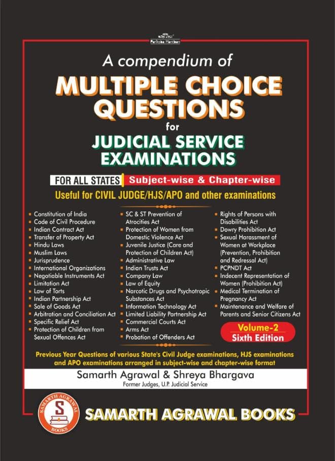 Samarth Agrawal's Compendium of Multiple Choice Questions (MCQ) for Judicial Service Exams Vol 2 - Latest 6th Edition