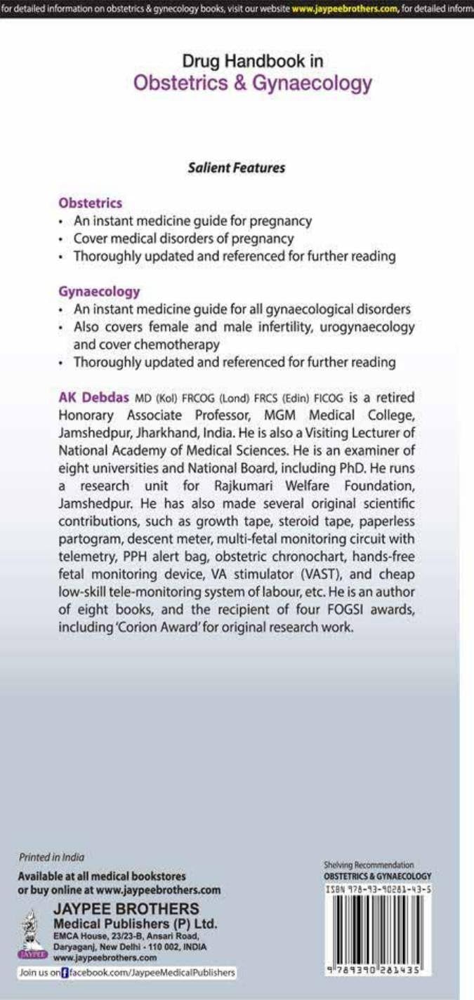 Drug Handbook in Obstetrics and Gynaecology, 4/E for Obstetricians, Gynecologists & OBG Postgraduates | Instant Pharmacy Guide to Pregnancy, Preeclampsia, Labour and Menopause Drug Therapy