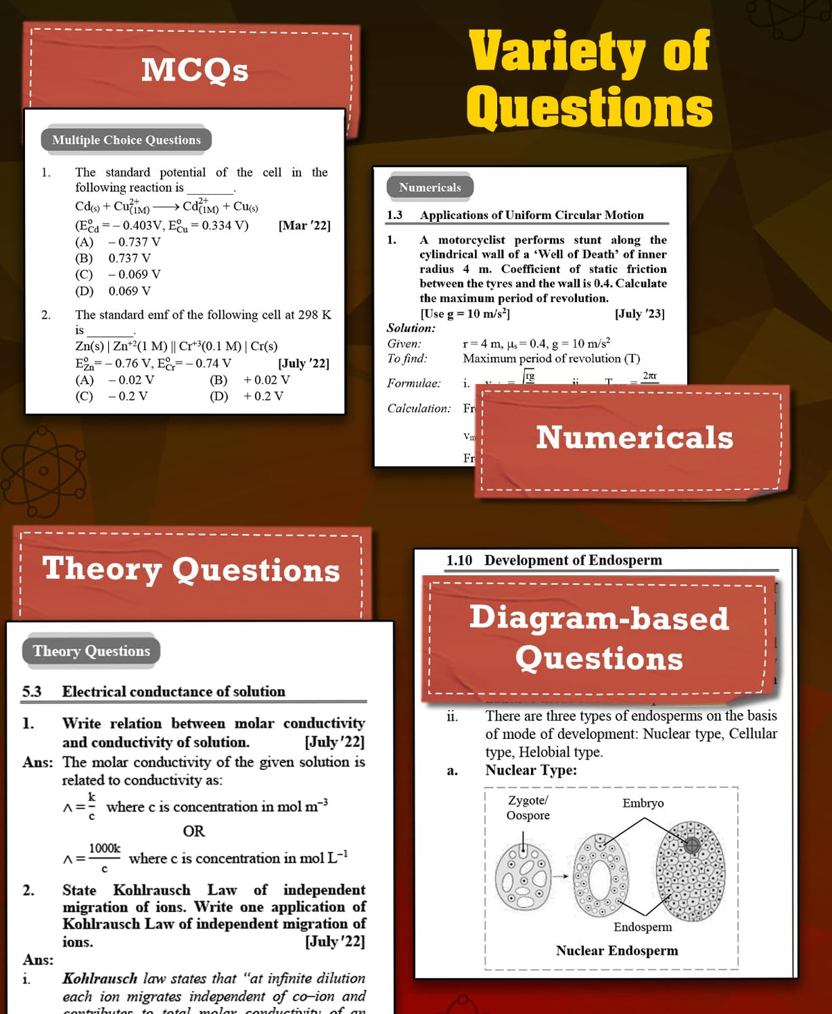 Std. 12 Science Board Question Bank with Solutions (2022–2026) | PCMB Chapter-Wise Board Questions | Maharashtra HSC Board Exam Preparation | Physics, Chemistry, Mathematics & Biology - Set of 4 Books