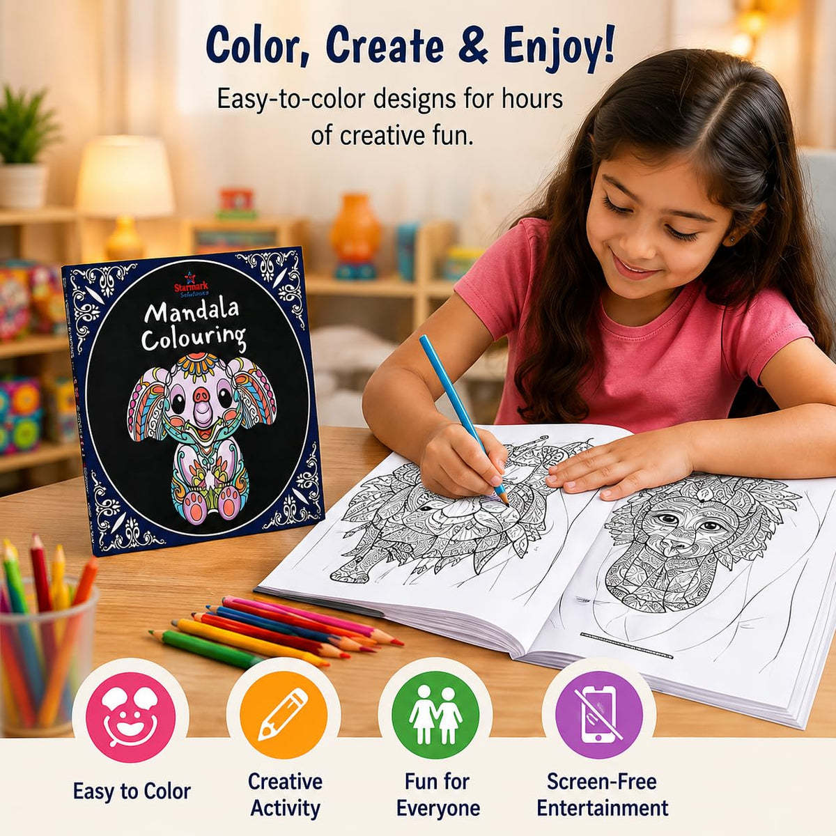 Animals Mandala Art Colouring Book 2026 for Kids (6-12 Years), Adults & Teens | Majestic Animal Art and Craft | tear out sheets | Stress Relief Art Therapy Coloring Books | Drawing & Painting Kit