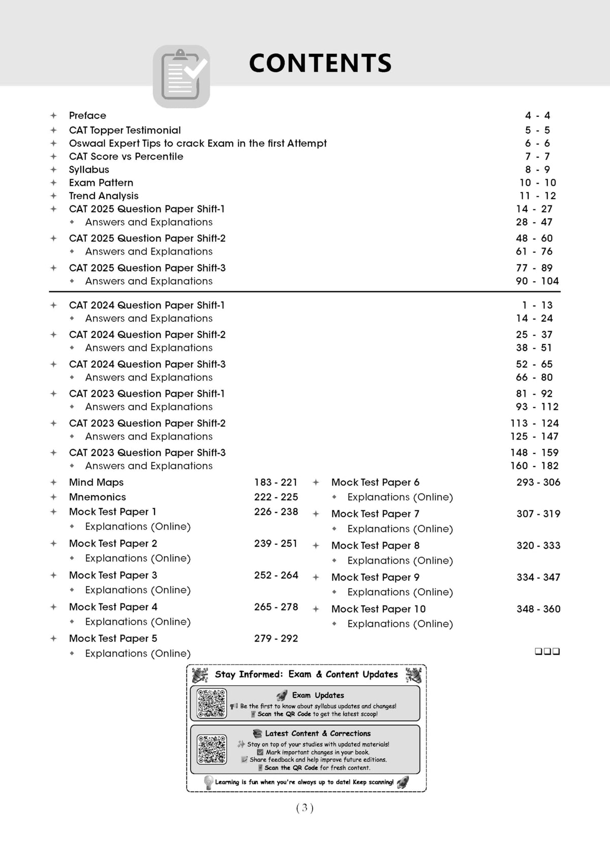 Oswaal CAT (COMMON ADMISSION TEST) | 10 Mock Test Papers | For 2026 Exam