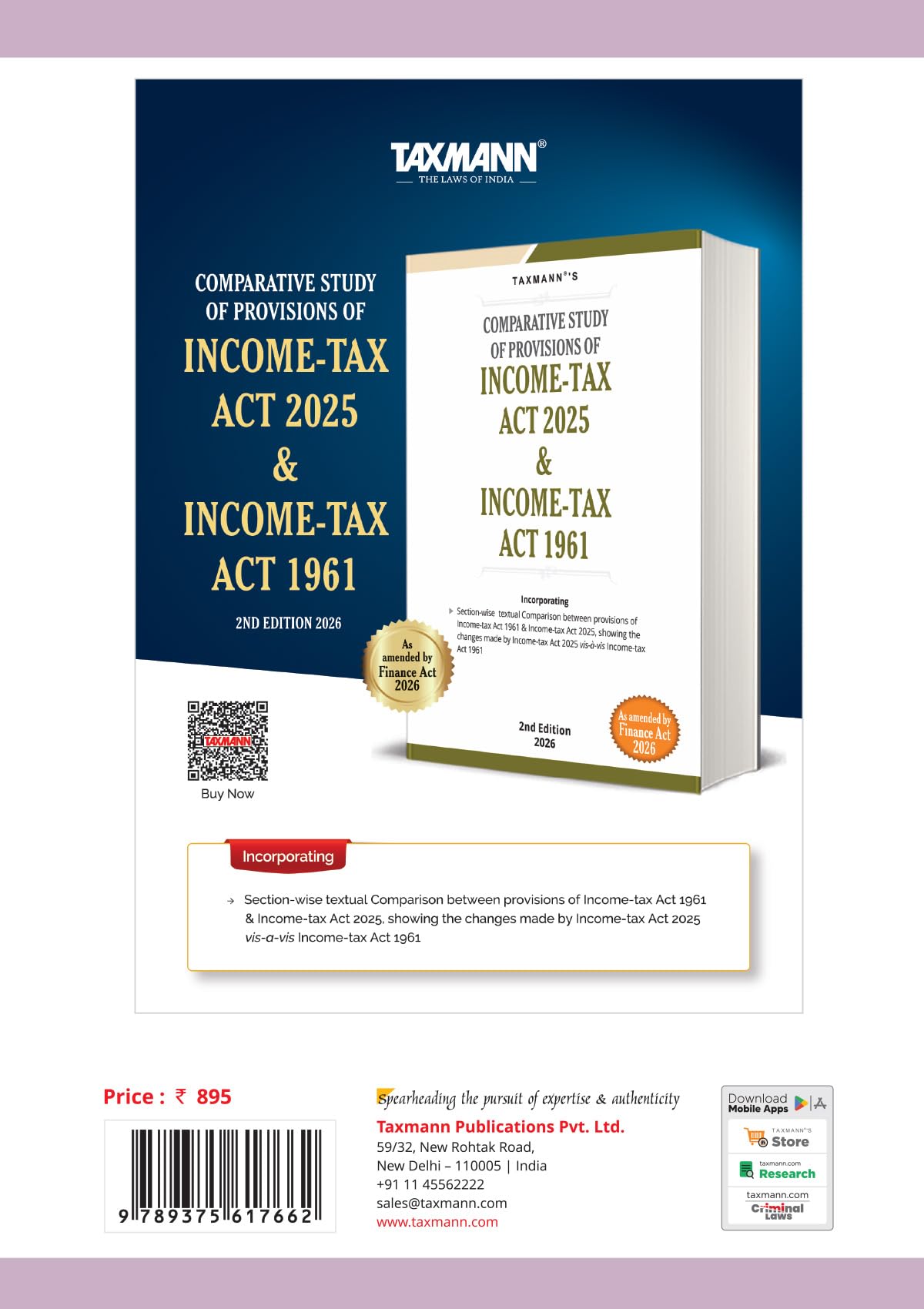 Taxmann's Income-Tax Act 2025 | POCKET [Finance Act 2026] – Compact Statutory Compendium with Four-Tier Section-Level Annotations | 1961 Act Cross-References | Allied Statutory Texts