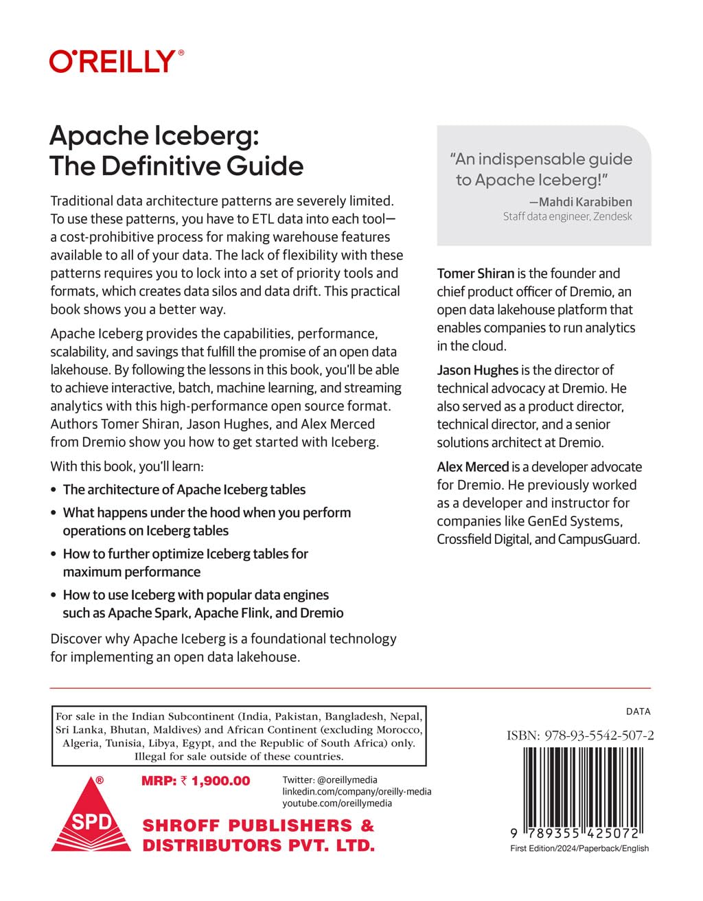 Apache Iceberg: The Definitive Guide - Data Lakehouse Functionality, Performance, and Scalability on the Data Lake (Grayscale Indian Edition)