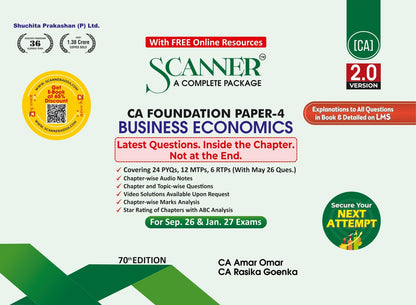 Scanner CA Foundation | Paper-4: Business Economics | For Sept.26 & Jan.27 Exams | Solved Papers with PYQs (Included May 26 Questions) | Shuchita Prakashan: 1 (Scanner Series)