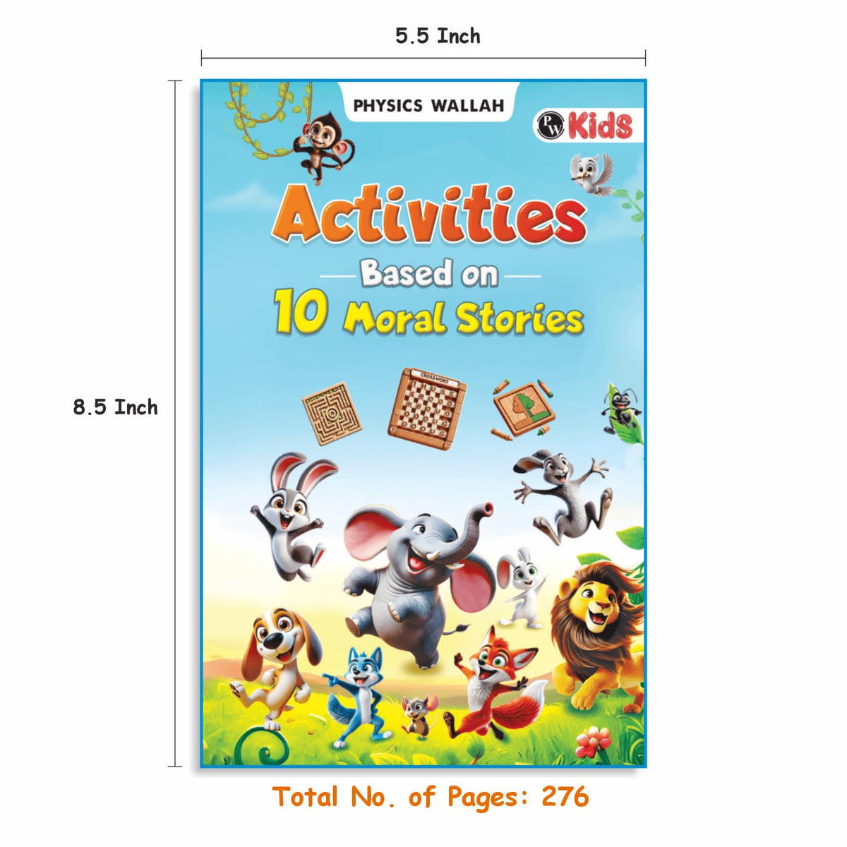 Set of 10 Moral Story Book for Kids with 100+ Activities Book, Short Illustrated Stories with 3D Animated Images, Story Book for Kids 3-5 Years
