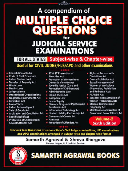 A Compendium of Multiple Choice Questions for Judicial Service Examinations – Volume 2 | Subject-Wise & Chapter-Wise MCQs | Civil Judge, HJS, APO & ... Edition | Samarth Agrawal & Shreya Bhargava