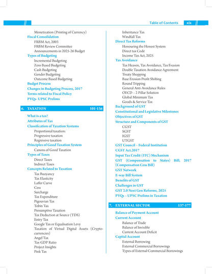 Indian Economy Book 2026 - 2027 for UPSC Civil Services Exam & State PSC Competitive Exams (Prelims + Mains) JAIIB/CAIIB | PYQ Previous Year Question | Taxation, Public Finance, Budget/Economic Survey