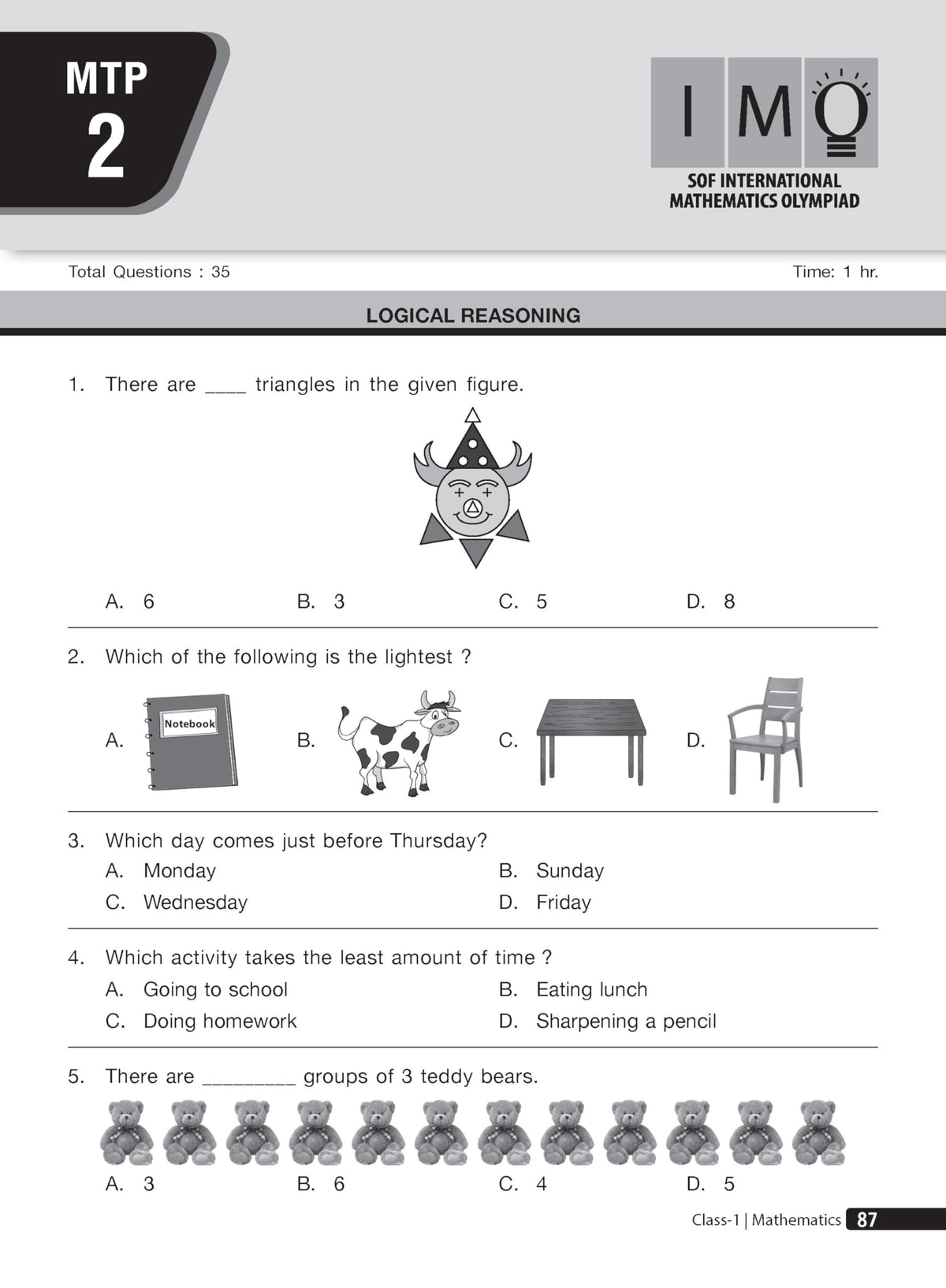 MTG Mathematics (IMO) Olympiad Prep Guide Class 1 | Detailed Theory, Exercise with Self Test For Practice | SOF Olympiad Books For Exam 2026-27 (Useful For Level-1)