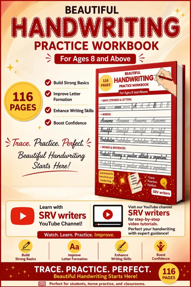 Beautiful Handwriting Practice Workbook: Trace and Practice Handwriting for Ages 8 and Above