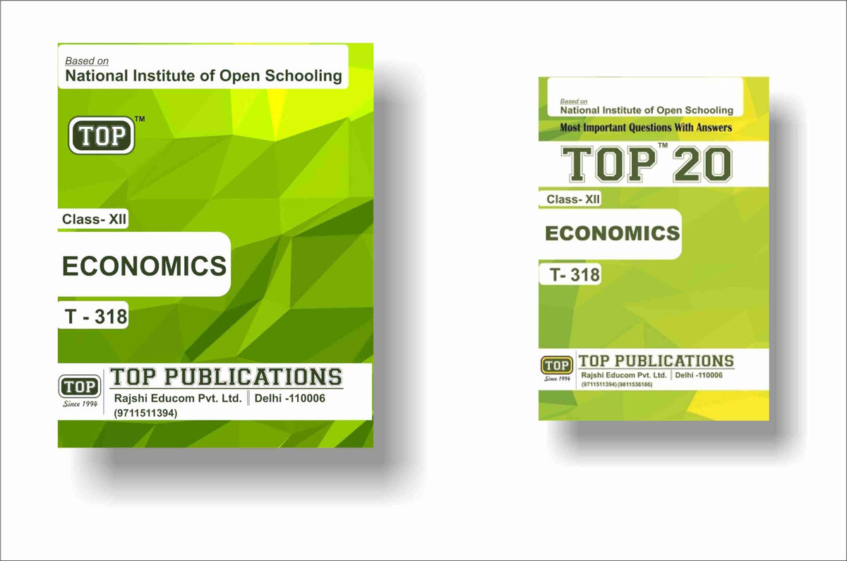 TOP NIOS Class 12 Economics 318 Guide + TOP 20 Most Important Question Answers (Mini Book) - Set of 2 Books