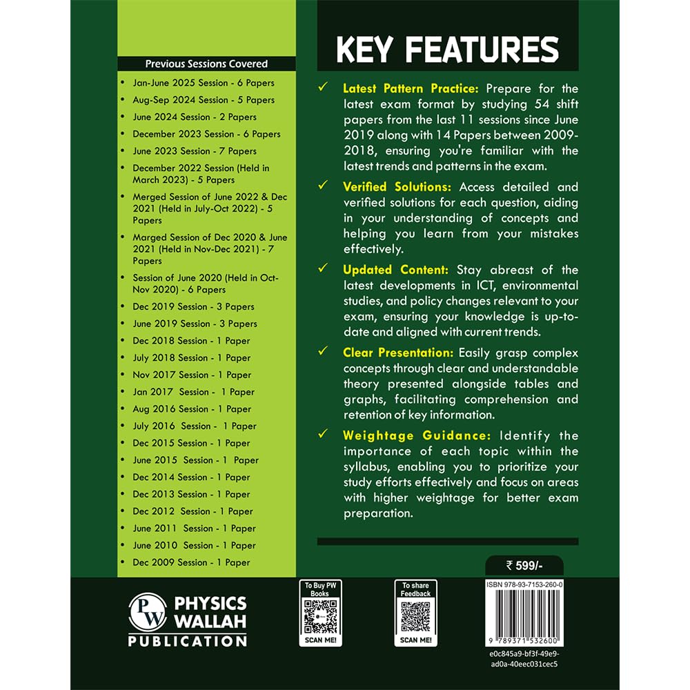 PW NTA 68 UGC NET Paper 1 (Teaching & Research Aptitude) Previous Year Solved Papers with Complete Chapter Notes I Unitwise and Topicwise | 17 Years PYQs upto June 2025 I NET, JRF, SET [Paperback] PW