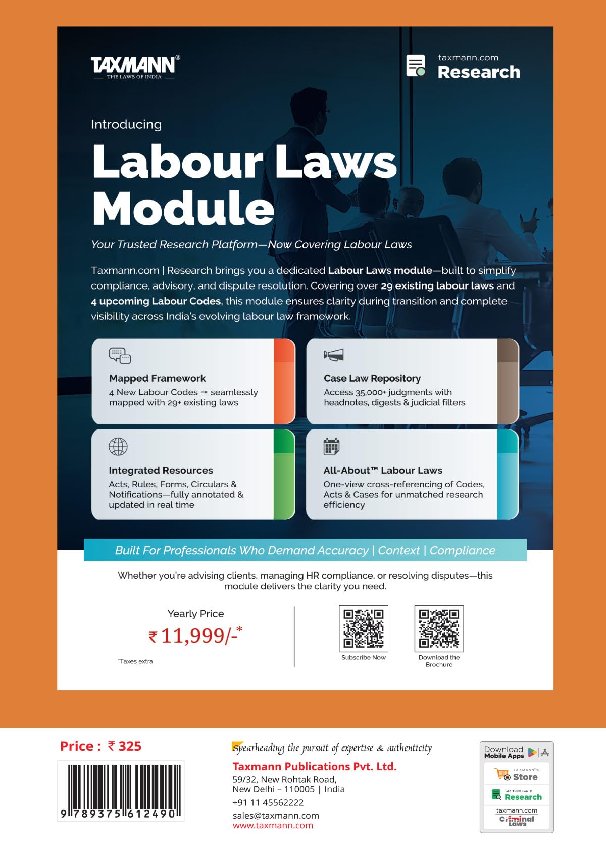 Taxmann's New Labour Laws [Bare Act without Comments | AIBE] – All Four Labour Codes in Force | Statutory Text of the Codes on Wages, Social Security, Industrial Relations and Occupational Safety
