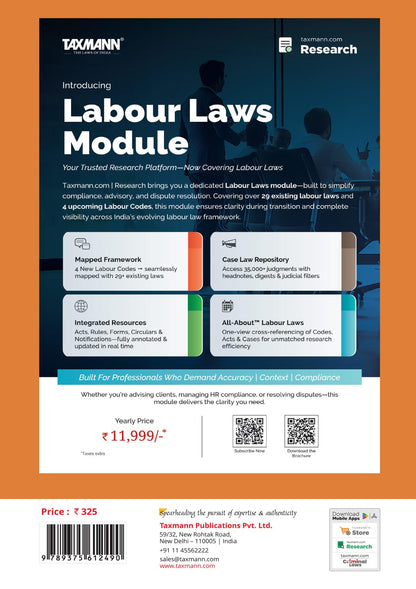 Taxmann's New Labour Laws [Bare Act without Comments | AIBE] – All Four Labour Codes in Force | Statutory Text of the Codes on Wages, Social Security, Industrial Relations and Occupational Safety