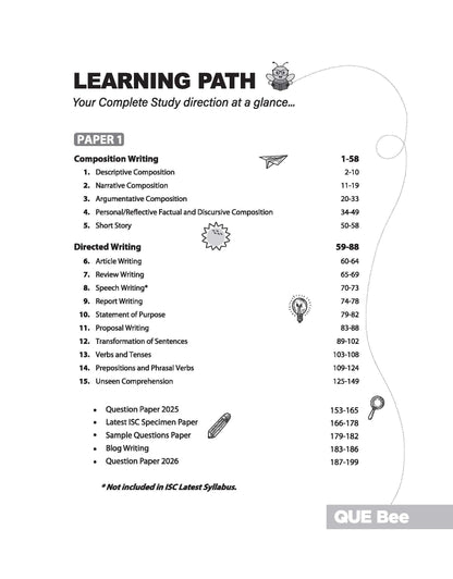 Arihant ISC English Language (Part 1) Class 11 & 12 Exam 2026-27 | Quick Theory, Exam Pattern Questions & Sample Papers | As per Latest ICSE Syllabus | Que Bee 2nd Edition 2027