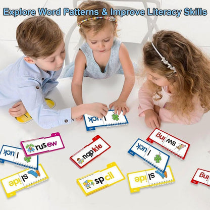 SHNMN 30PCS Read and Rhyme Flip Books, Interesting Word Family Flip Books, ABC Vocabulary Cards, Sight Words Flash Cards Kindergarten, Read and Rhyme Flip Activity Book