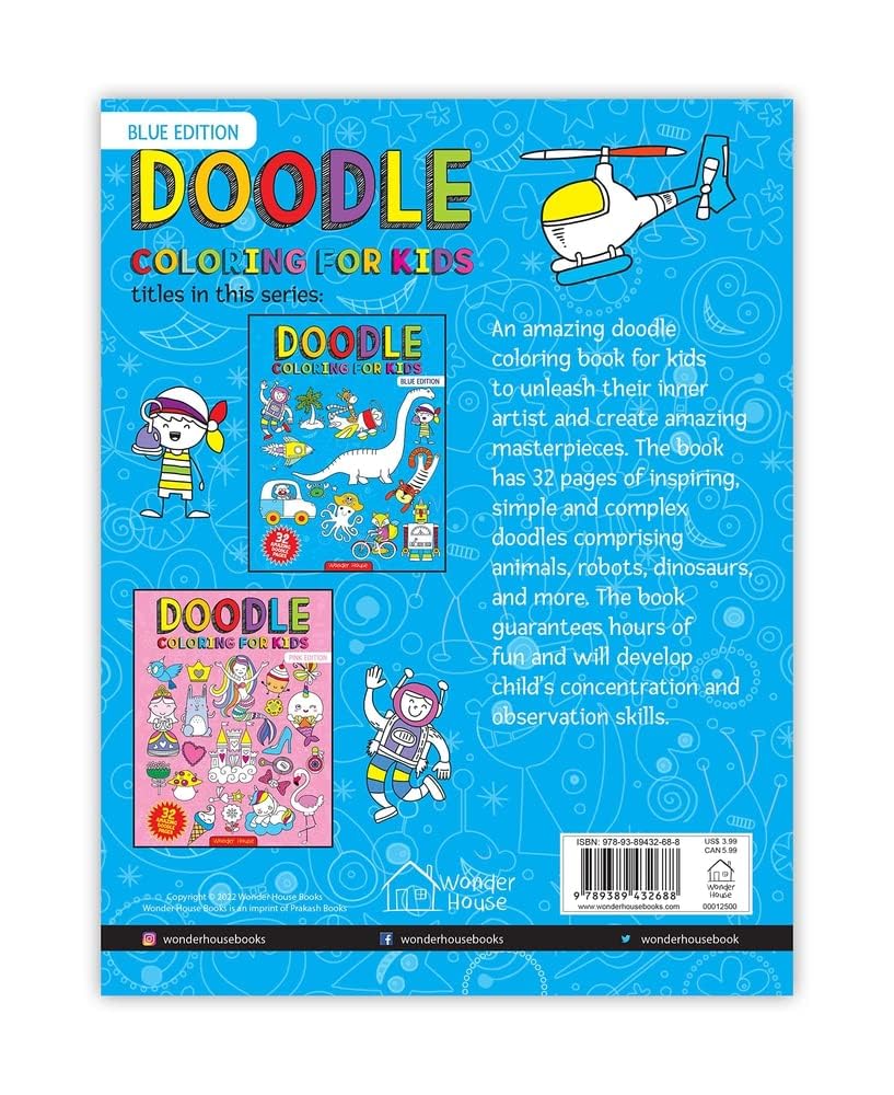 Doodle Coloring For Kids - Blue Edition