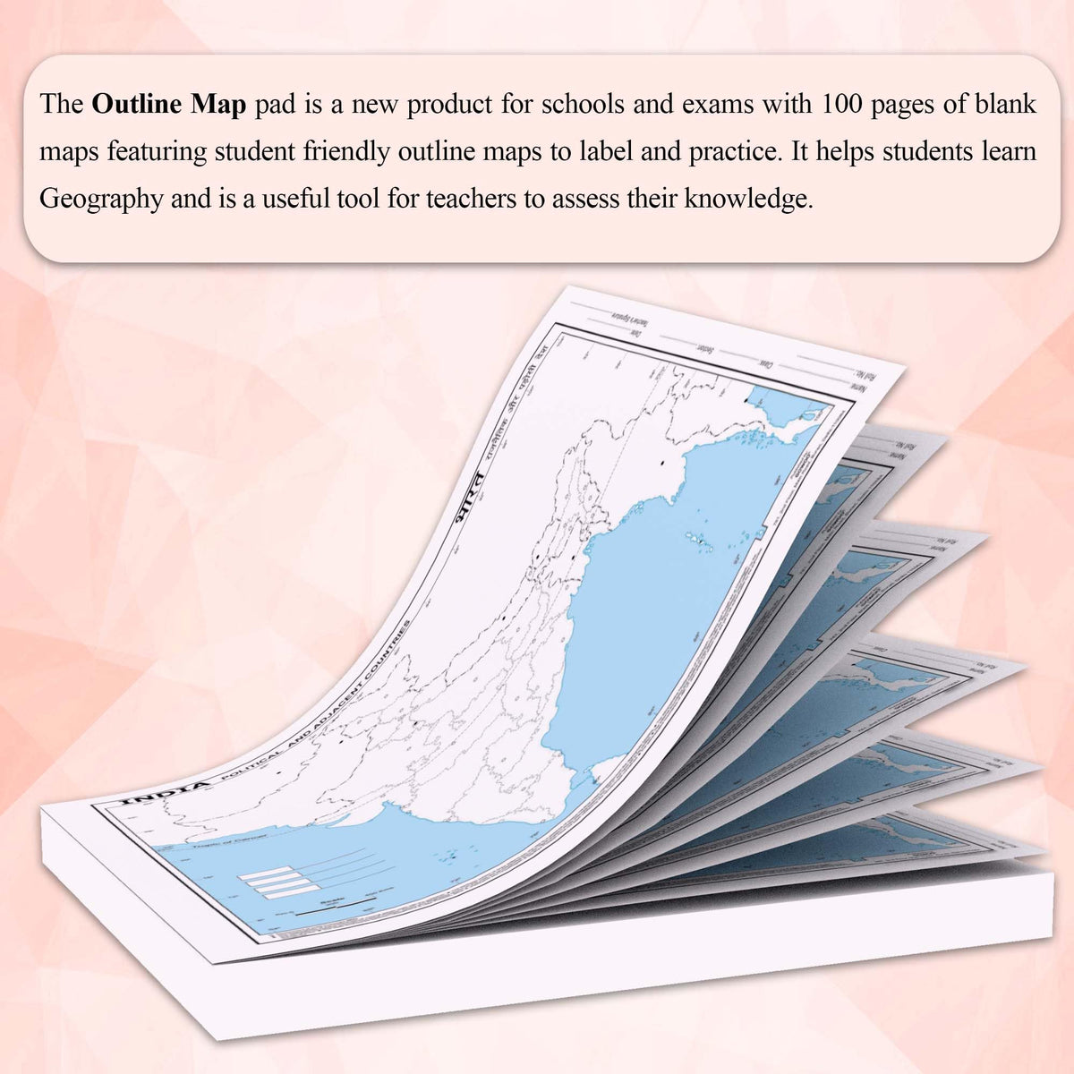 SMALL - 100 INDIA POLITICAL OUTLINE MAP FOR SCHOOL | 100 Tear-Out Sheets for Mapping and Charting Practice