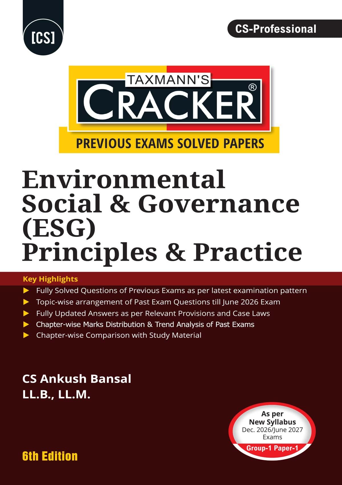 Taxmann's CRACKER COMBO for CS Professional | Dec. 2026/June 2027 Exams | Group 1 – Papers 1 to 3 | CRACKER Series | ESG, Drafting/DPA, and CMADD/Due Diligence | June 2026 Editions | Set of 3 Books