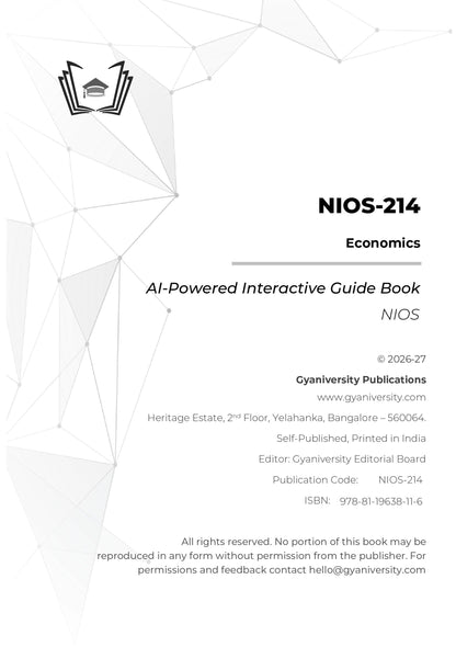 NIOS Simplified: Economics | NIOS-214 | Interactive AI-Powered Interactive Study Guide Book (20+ Full-length Mock Tests & Data+ Topic-wise Practice Questions with Solutions & Answer Explanations)