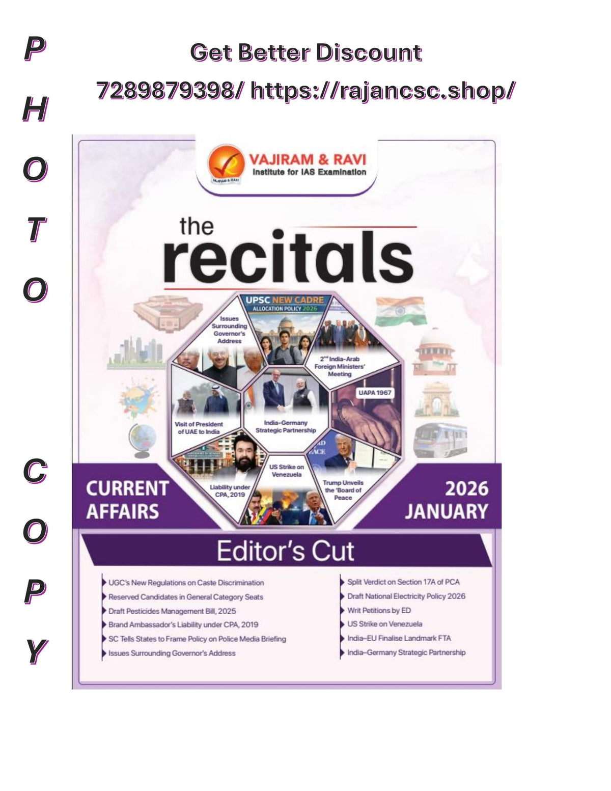 Vajiram & Ravi 'The Recitals' 6 Months Combo (Jan to June 2026) | Monthly Current Affairs with Editor's Cut for UPSC Civil Services Exam [Photocopy Material]