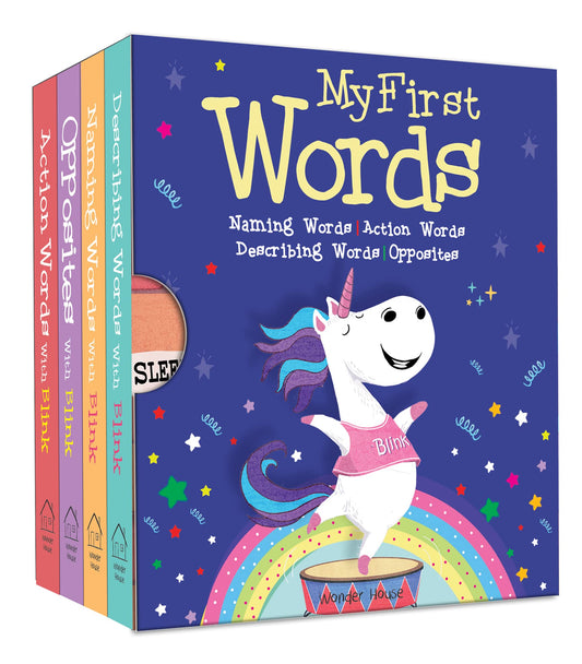 My First Words: Naming words, Action Words, Describing Words, Opposite Words - Box Set of 4 Board Bo book cover