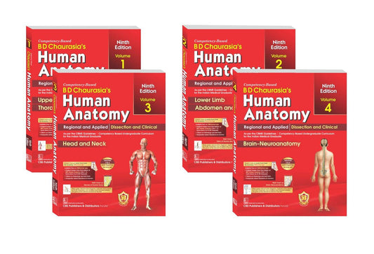 B D CHAURASIA'S HUMAN ANATOMY 9th Ed, 4 Volume Set (PB - 2023) 