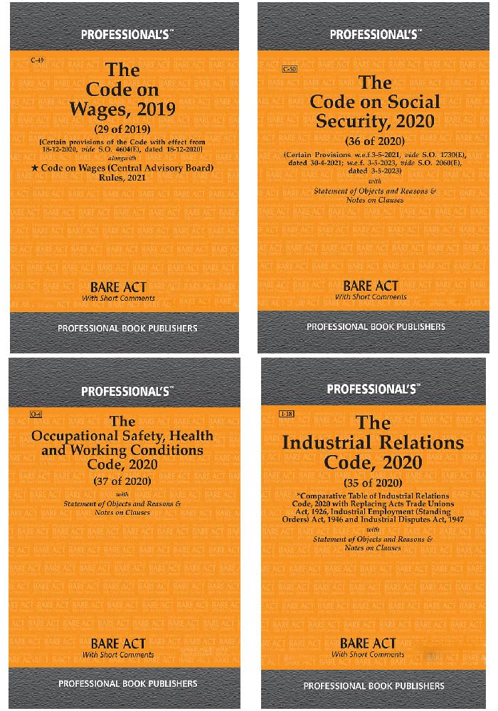 Labour Laws combo of Code on Wages, Social Security, Industrial Relations and Occupational Health & Safety
