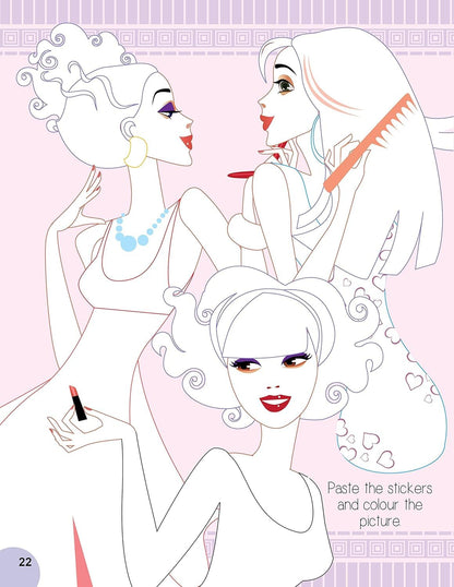 Nail Art and Hair Style Colouring and Sticker Activity Book for Kids Age 3 -6 years- Create and Colour Your Own Nail Art with 100+ Glitter Stickers