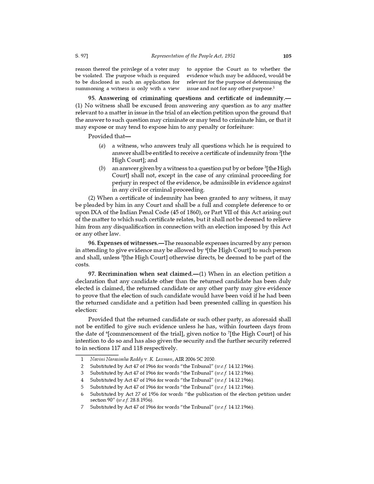 Lawmann's Representation of the People Act, 1950 | Bare Act with Comments