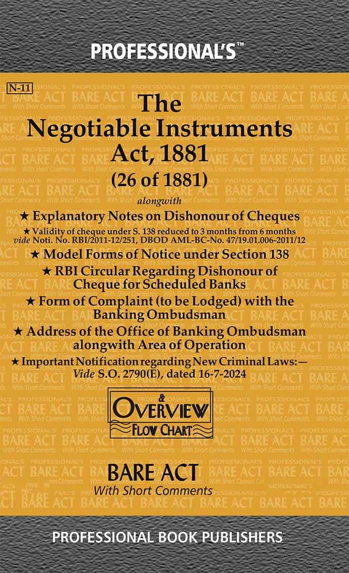Negotiable Instruments Act, 1881 as amended by Negotiable Instruments (Amendment) Act, 2018
