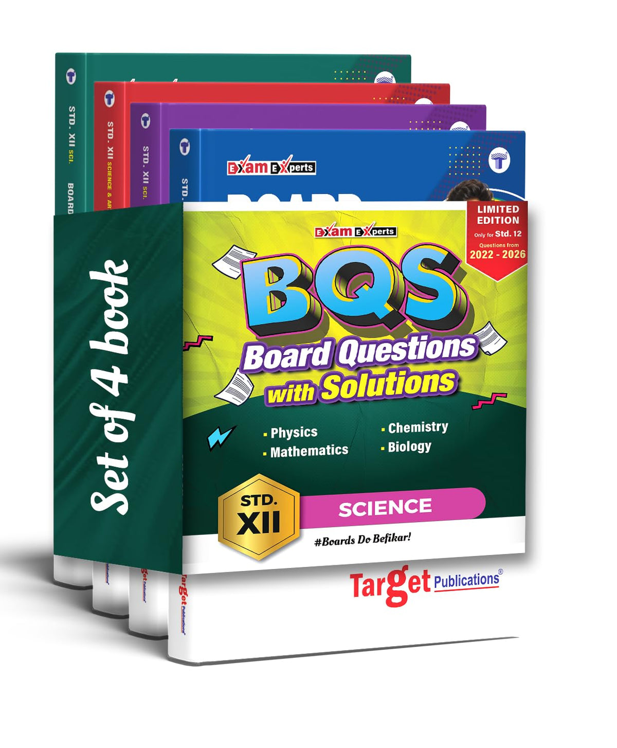 Std. 12 Science Board Question Bank with Solutions (2022–2026) | PCMB Chapter-Wise Board Questions | Maharashtra HSC Board Exam Preparation | Physics, Chemistry, Mathematics & Biology - Set of 4 Books