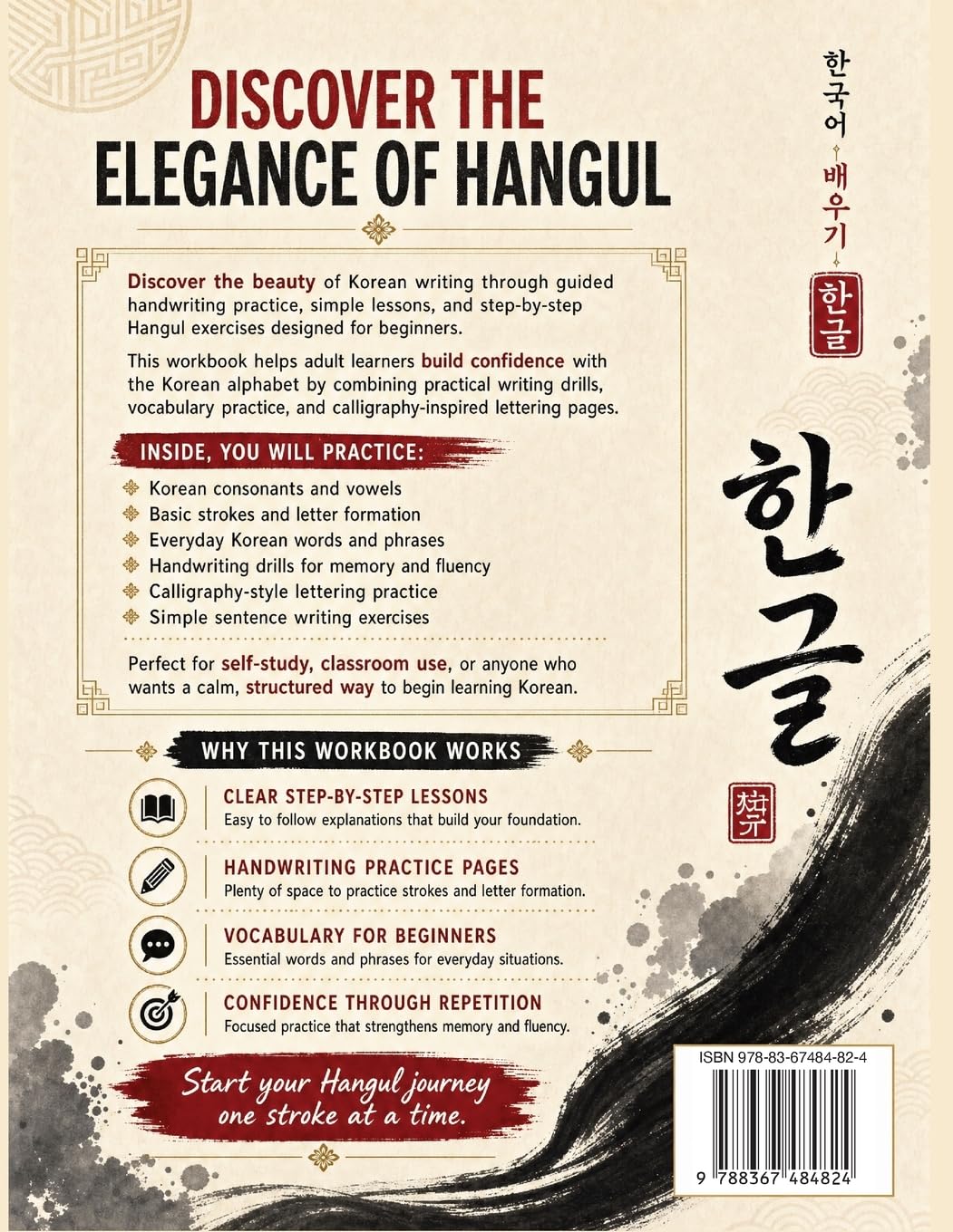 Korean Workbooks for Beginners: Mastering Hangul Through Handwriting - A Step-by-Step Calligraphy and Lettering Guide to Learn Korean Vocabulary and ... Practice for Writing Consonants & Vowels