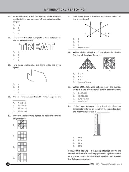 MTG IMO Olympiad 10 Previous Years Papers Class 6 Mathematics (2025-2021 Set A & B) - Model Test Papers with 24 Sample OMR Sheets | PYQ Book For SOF Olympiad 2026-27 Exam