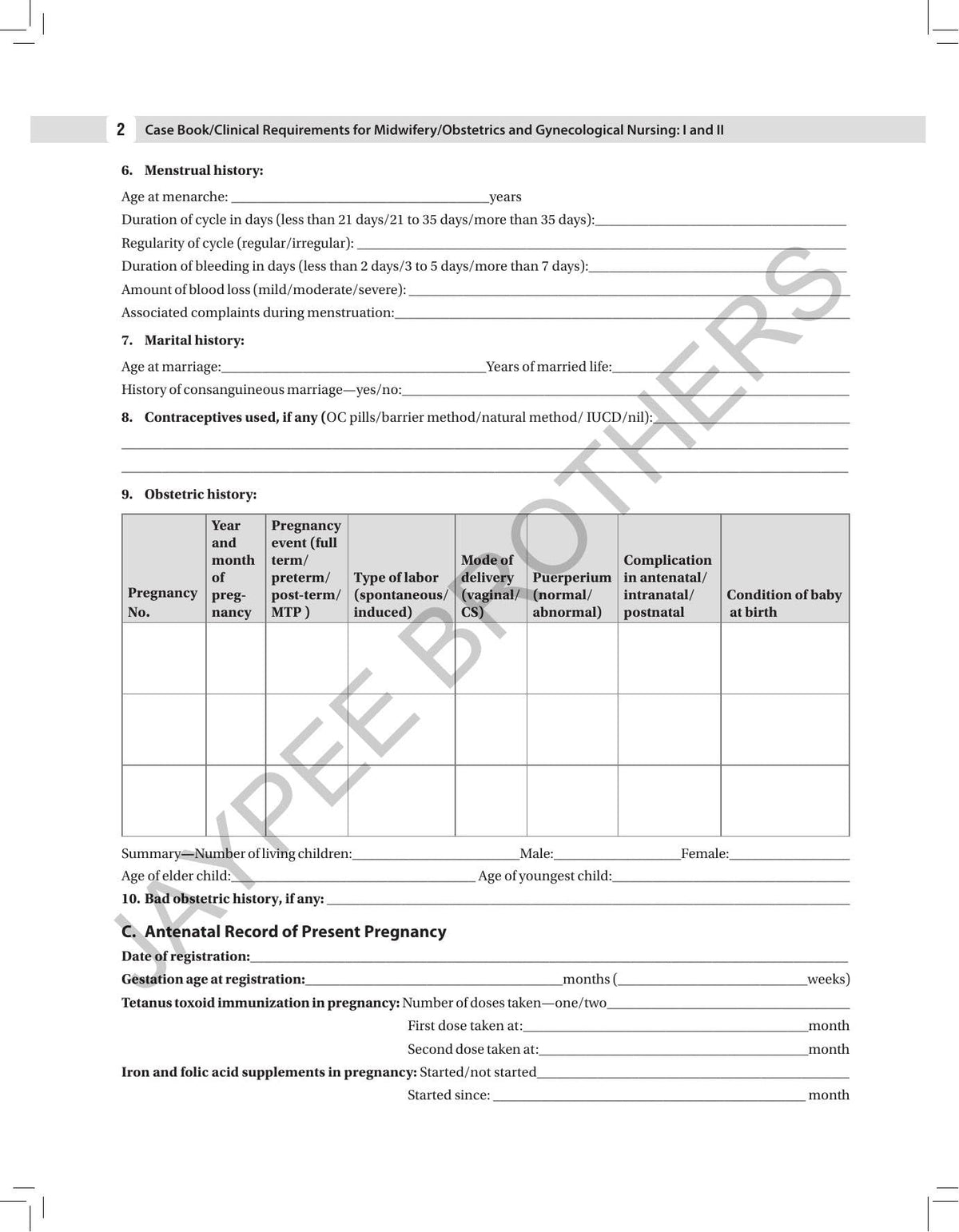 Case Book/ Clinical Requirements for Midwifery/ Obstetrics and Gynecological (OBG) Nursing I & II, 3/E | Clinical Case Recording Book for BSc Nursing 6th & 7th Semesters: 1