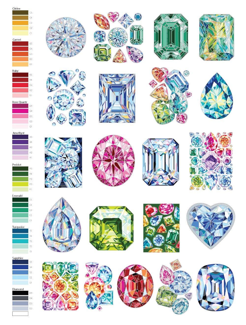 Creative Haven Gemstones Color by Number (Adult Coloring Books: Art & Design)