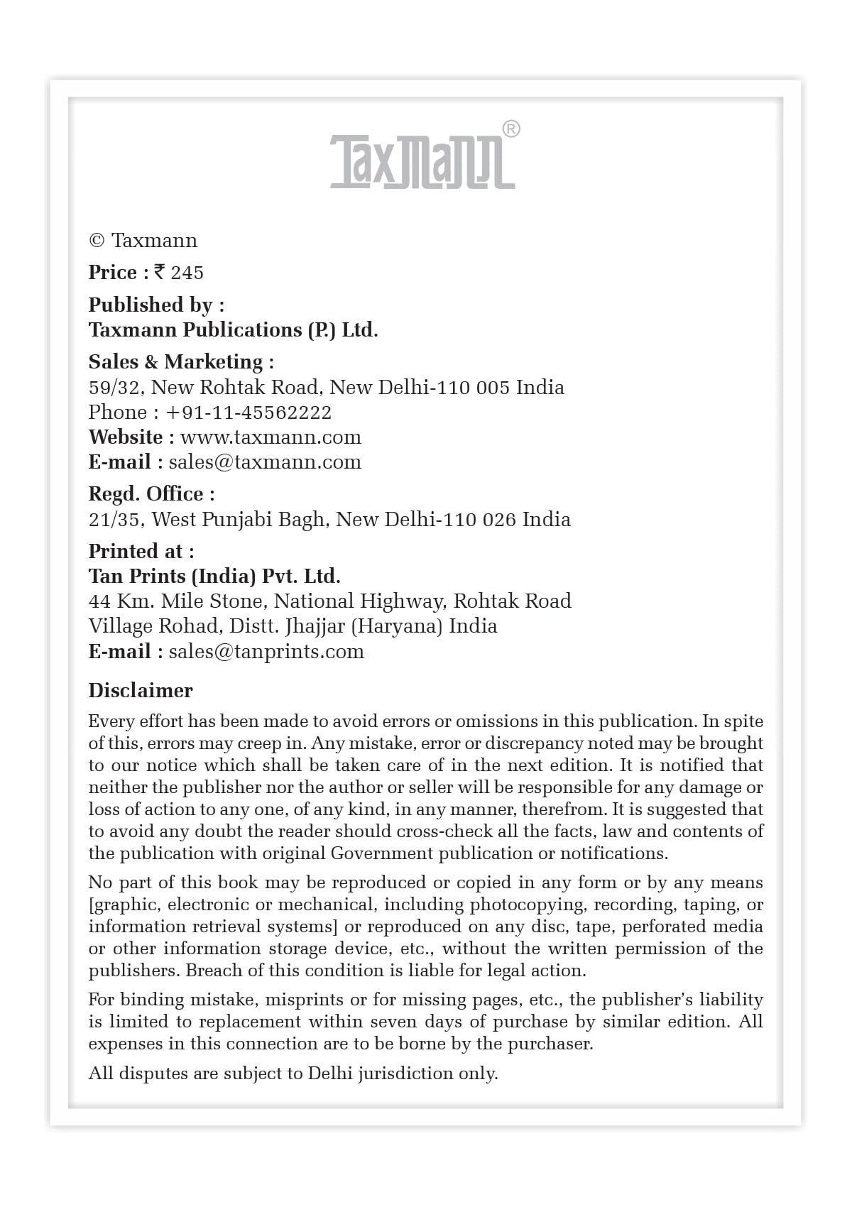 Taxmann's Constitution of India [Bare Act without Comments | AIBE] – AIBE-compliant Reference Presenting the Complete | Unaltered Text with Amendments | Schedules | Others