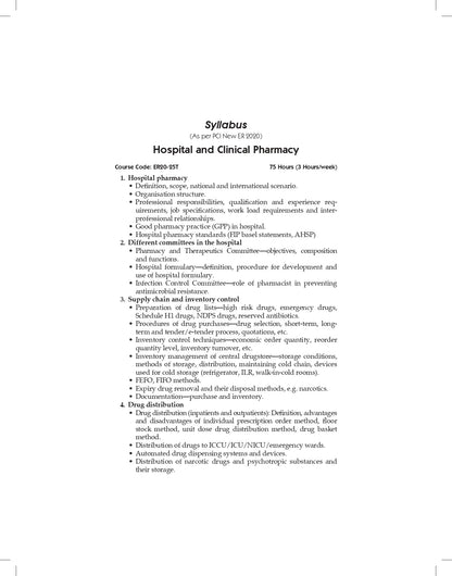 CBS Confident Pharmacy Series | Hospital and Clinical Pharmacy| for Second Year Diploma in Pharmacy 5/e