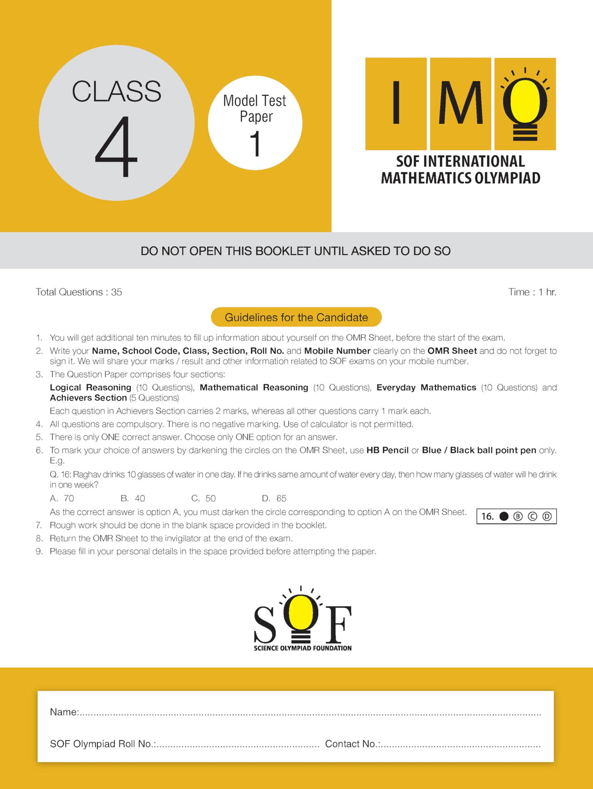 MTG IMO Olympiad 10 Previous Years Papers Class 4 Mathematics (2025-2021 Set A & B) - Model Test Papers with 24 Sample OMR Sheets | PYQ Book For SOF Olympiad 2026-27 Exam