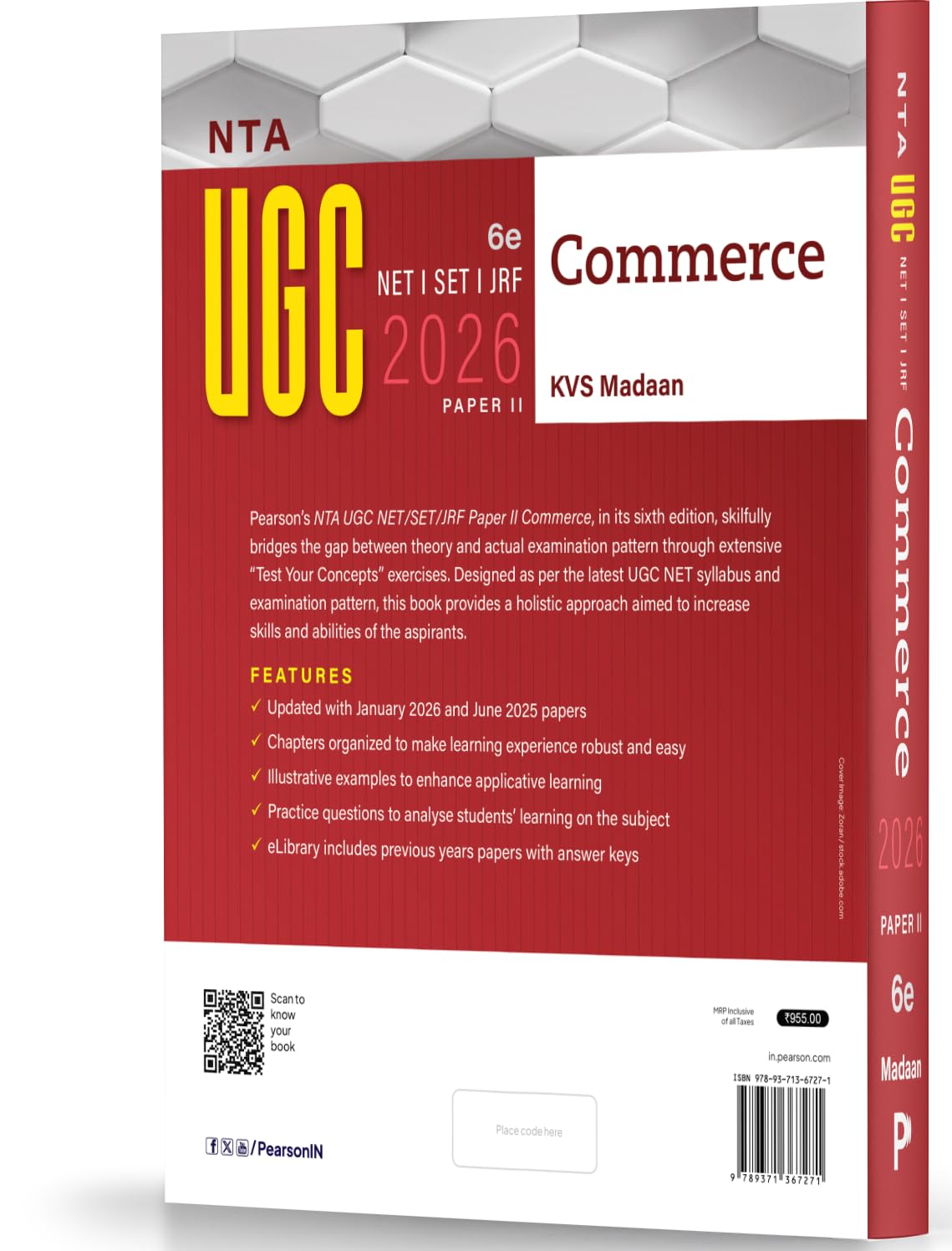 Pearson NTA UGC NET Commerce Paper 2 2026 6th Edition | For NET/SET/JRF | Solved 2025–26 Papers, Business, Accounting, Finance, Marketing & PYQs (UGC preparation series 2026)