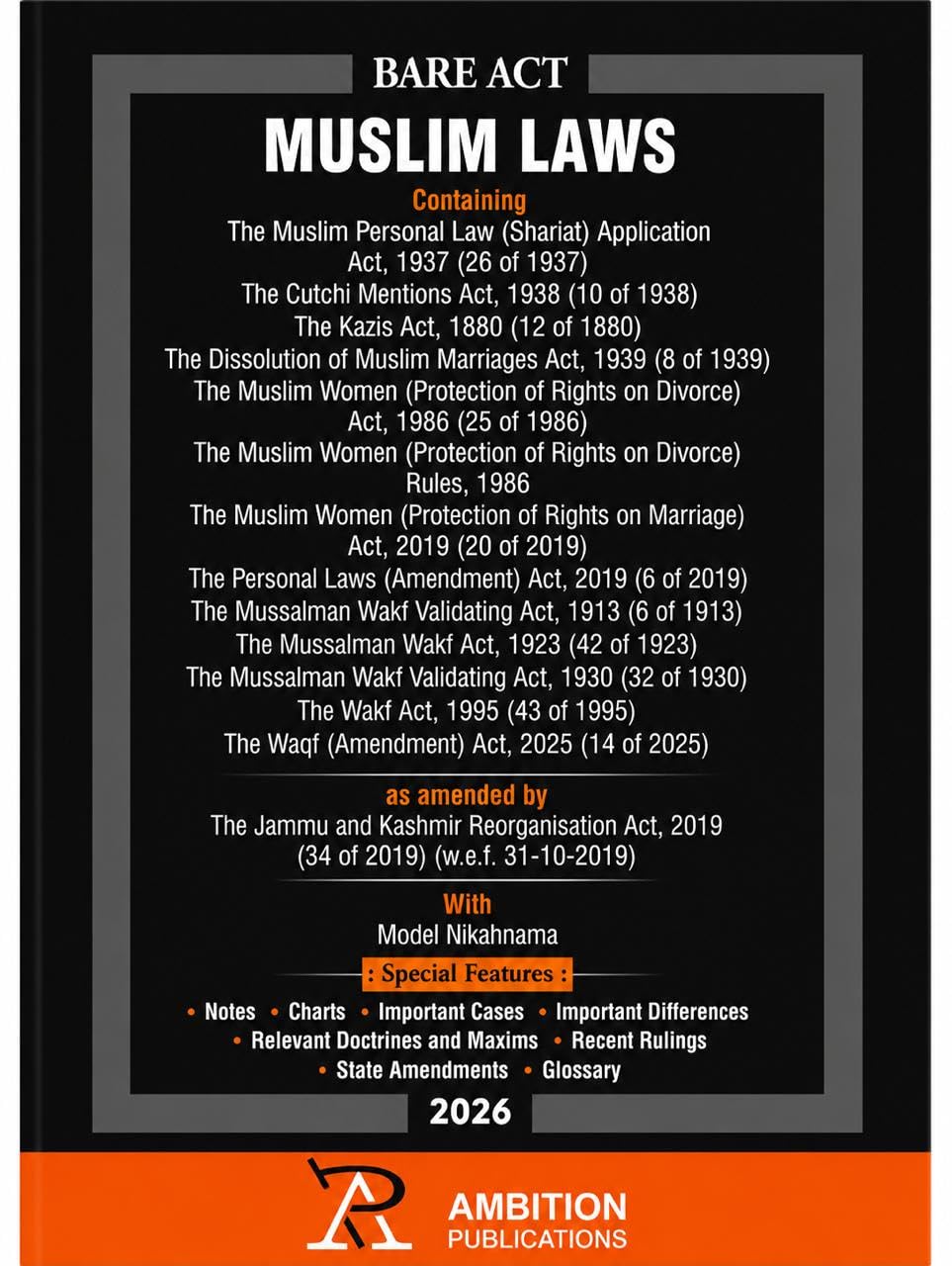 Bare Act Muslim Laws – 2026 Edition | Muslim Personal Law, Dissolution of Muslim Marriages Act, Muslim Women Protection Acts, Waqf Laws & Recent Amendments