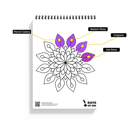 Rays Of Ink Mandala Coloring Book For Young Adults | Enhances Fine Motor Skills & Keeps You Engaged | 120 GSM Thick Paper